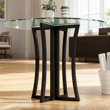 Imagem de LBSLMJB Pernas de mesa de metal 71 cm, base de ferro forjado resistente para tampos de mesa de vidro, mármore e madeira, casa, cozinha e escritório (preto)