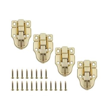 Imagem de 4 peças de dobradiças e travas de caixa de madeira antiga, trava de caixa de joias, para projetos de artesanato ou ferragens de trincos