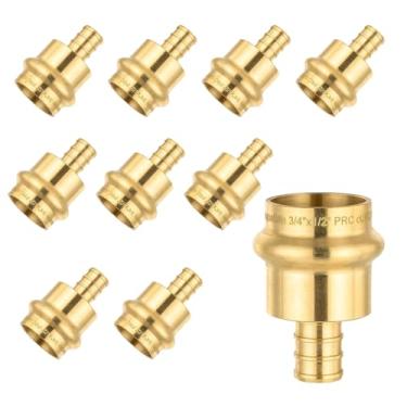 Imagem de Pacote com 10 adaptadores de crimpagem Niikappu Pex, prensa de cobre de 1/5.1 cm x adaptador de acoplamento de crimpagem PEX de 3/10.2 cm para conexão de tubo de cobre e Pex