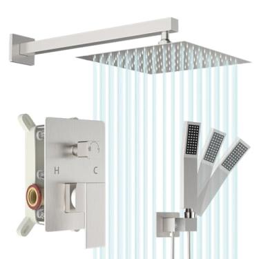 Imagem de Votamuta Conjunto de torneira de chuveiro, níquel escovado, sistema de chuveiro, conjunto completo de conjunto de chuveiro, válvula áspera e kit de carenagem incluídos