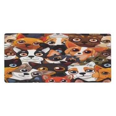 Imagem de hongjinglin Mouse pad fofo com olhos de animais grandes, impermeável, protetor de mesa estendido para computador, base de borracha antiderrapante para escritório, computador, teclado, laptop e mesa de
