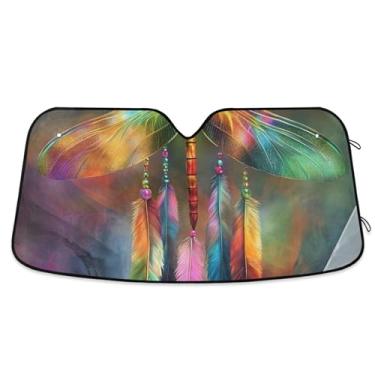 Imagem de Persiana de sol colorida personalizada com estampa de libélula para para-brisa de carro universal dobrável para-brisa frontal floral animal L, 144,8 cm x 80 cm
