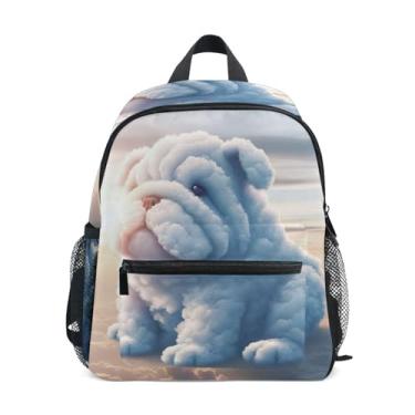 Imagem de Funny Bulldog Clouds Puppy Simple Modern Kids Backpack 10x4x12 In, Boys School Backpack with Water Bottle Pockets, Whistle Buckle