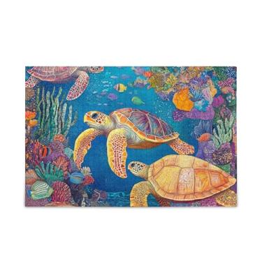 Imagem de Quebra-cabeças coloridos de madeira e papel de criaturas subaquáticas coloridas com bolsa de armazenamento para adolescentes