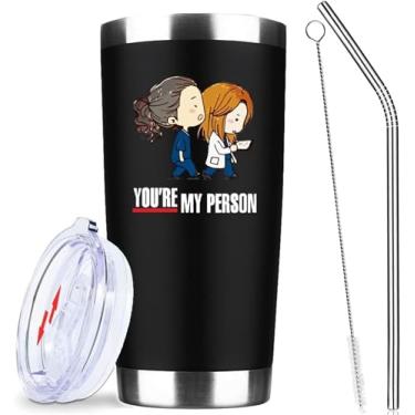 Imagem de Greys Anatomy Merch, Greys Anatomy Gifts, You Are My Person Tumbler, copos isolados de 590 ml com tampa e canudo, canecas de café de aço inoxidável, presentes para melhor amiga, enfermeira, médica