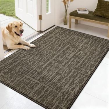 Imagem de COSY HOMEER - Tapete de porta antiderrapante de 81 cm x 122 cm, tapete de entrada lavável, tapete de boas-vindas absorvente para patas enlameadas, capachos de entrada dianteiros traseiros e sapatos