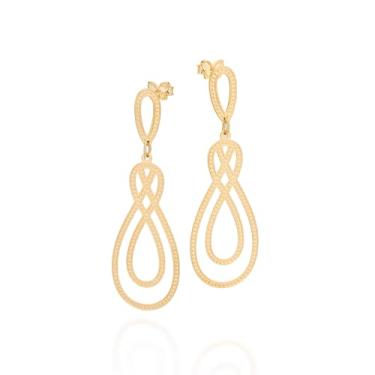 Imagem de Maxi Brinco Rommanel Pêndulo Abstrato Banhado a Ouro 18k - 527570