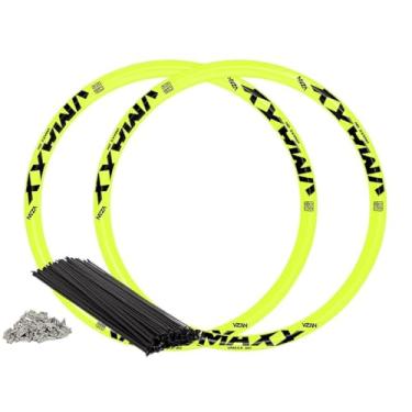 Imagem de Par de Aro 26 Freio a Disco Vmaxx Aero Neon DH Folha Dupla em Aluminio 36F com Raios Zincado 72 unidades