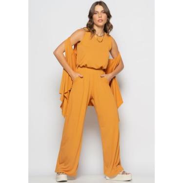 Imagem de Conjunto Com Kimono, Regata e Wide Leg Malha Caramelo Salvatore, P