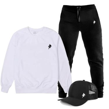 Imagem de Conjunto Blusa Gola Careca e Calça Moletom Agasalho Plus Size Dibre com Boné TropiCaos-Unissex