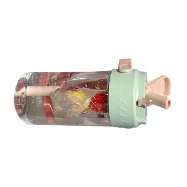 Imagem de Phefop Garrafa de água de Palha, Garrafa de Palha Fofa de Material de PC Com Filtro de chá, 800ml para Amantes de chá, Perfeita para Escola, Trabalho e Viagens (Verde)