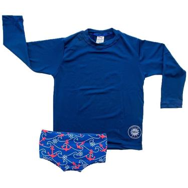 Imagem de Kit De Sunga Boxer Infantil Com Blusa Proteção Solar Uv50+