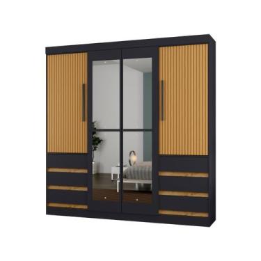 Imagem de Guarda-roupa Casal com Espelho 4 Portas 6 Gavetas Araplac Atraente Sof