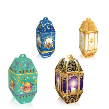 Imagem de 12 peças de caixas de presente de lembrancinhas de festa do festival da lua, designs inspirados no Ramadã, decoração de folha dourada, perfeita para presentes de férias, festas e celebrações