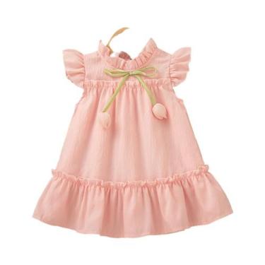 Imagem de Roupa de bebê de verão para menina tulipa flor arco rosa chiffon vesti