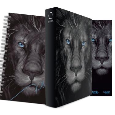 Imagem de Kit Leão Grafite - Planner + Bíblia Capa Dura NAA + Marca Página