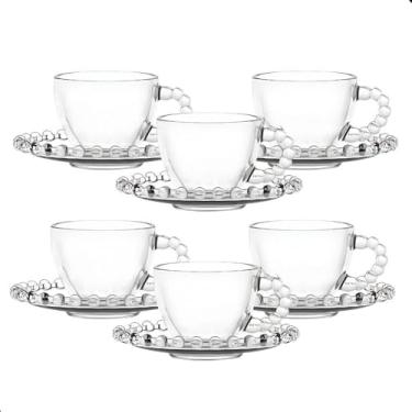 Imagem de Conjunto De 12 XíCaras E Pires De Vidro Transparente - Capacidade De 100 Ml, Adequado Para Café Da Manhã, Chá E Fins Decorativos