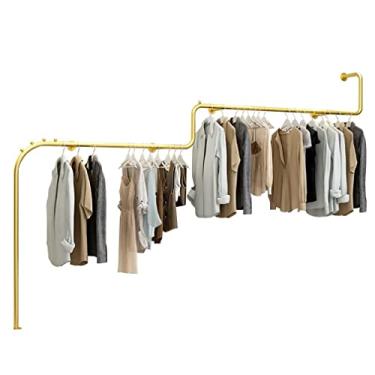 Imagem de Suporte de exibição de roupas montado na parede cabide industrial moderno para loja de roupas, boutique criativa, loja de roupas, expositor, ouro/prata