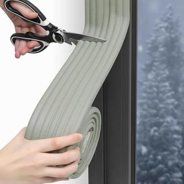 Imagem de 1 almofada de espuma adesiva extra larga de 8 cm x 200 cm, resistente à prova de vento, para portas e janelas, com proteção de canto, isolamento térmico, fita à prova de vento de inverno, cinza