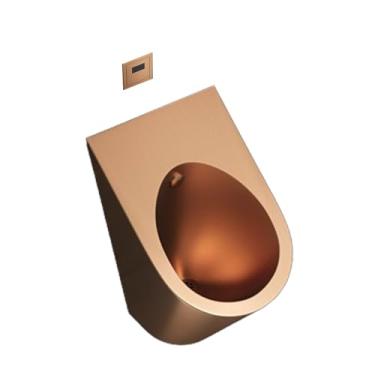 Imagem de pcagfaajmh Mictório, mictório de aço inoxidável 304, sensor de parede masculino inteligente - vaso sanitário comercial à prova de respingos, ideal para bar, com sistema de descarga automática (ouro