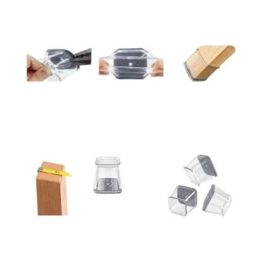 Imagem de Protetores De Pés De Cadeira De Silicone Quadrados 28 Peças Para Pisos