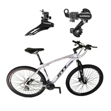 Imagem de Bicicleta Aro 29 Gti Roma 21v Freios a Disco Câmbios Shimano Garfo Suspensão - Branca-Unissex