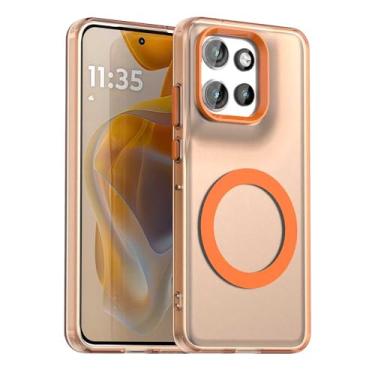 Imagem de Capa compatível com Motorola Edge 50 Neo 5G, suporta carregamento sem fio, capa magnética à prova de choque, compatível com Motorola Edge 50 Neo 5G capa laranja