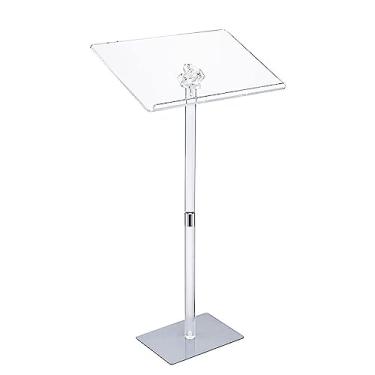 Imagem de Púlpito de chão portátil pódio acrílico para mesa de pé para púlpito de igreja suporte de pódio portátil ajustável altura/ângulo, palco de apresentação, pódio de professor, púlpitos para igrejas