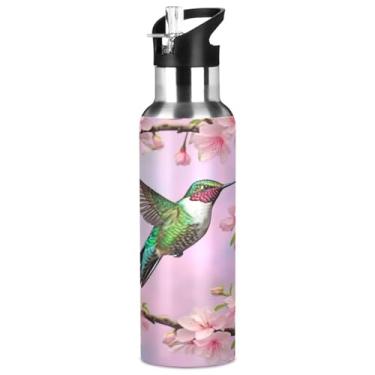 Imagem de Burbuja Garrafa de água de aço inoxidável beija-flor, garrafas de água isoladas a vácuo com tampa de canudo para esportes, academia, escola - à prova de vazamento e suor, sem BPA, 946 ml