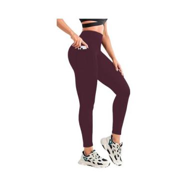 Imagem de Leggings Femininas De Cintura Alta Com Forro Térmico E Bolsos, Calças 
