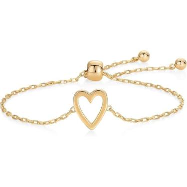 Imagem de Pulseira solitária com pingente de coração, pacote com duas pulseiras de amor e amizade, ouro, pulseira de amizade, mãe e filha, One size, Aço inoxidável, Âmbar