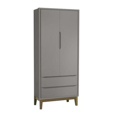 Imagem de Guarda-Roupa Retrô 2 Portas Classic New Cinza Fosco com Madeira - Move