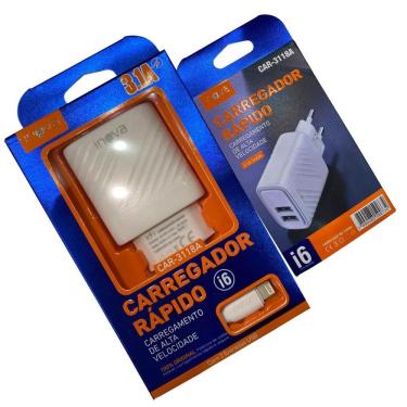 Imagem de Carregador Fonte + Cabo Tipo C 3.1A 2 Usb Inova Car-3118C