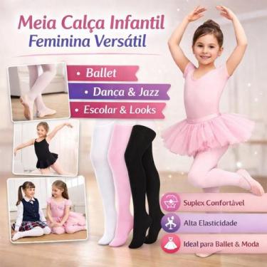 Imagem de Meia Calça Infantil Menina Versátil Ballet Dança Jazz e Looks Suplex -