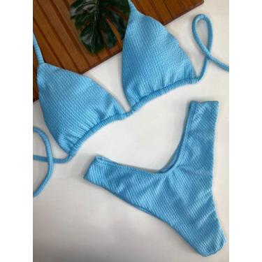 Imagem de Conjunto Biquini Feminino Cortininha Com Bojo Removível e Calçinha Asa