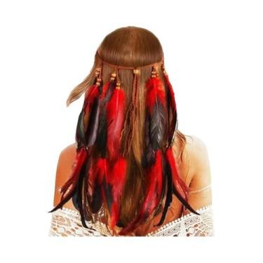 Imagem de Tiara De Plumas Boho Para Mulheres, Acessório De Cabelo Para Fantasia 
