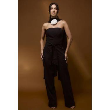 Imagem de Macacão sem alça com Lenço Preto - Kímika