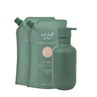 Imagem de Kit Keune So Pure Polish Shampoo Extra Refil e Dispenser Frasco (3 pro