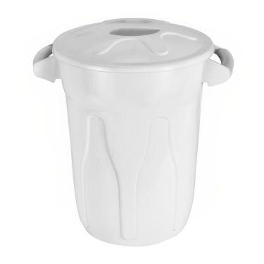 Imagem de Cesto Plástico Com Tampa Branco 100 Litros 66cm - Cr100b - Jsn
