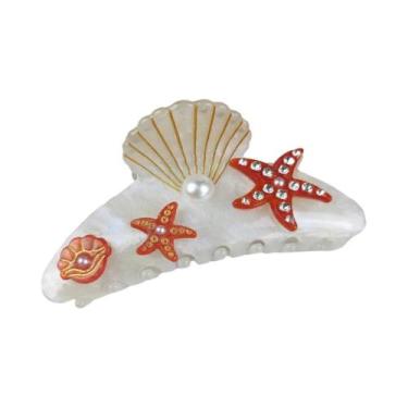 Imagem de Grande Presilha De Cabelo Série Marinha Com Diamantes, Estrela-do-mar 