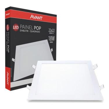 Imagem de Kit 10 Plafon De 18w 6500k Luz Branca Quadrado 22x22 Embutir