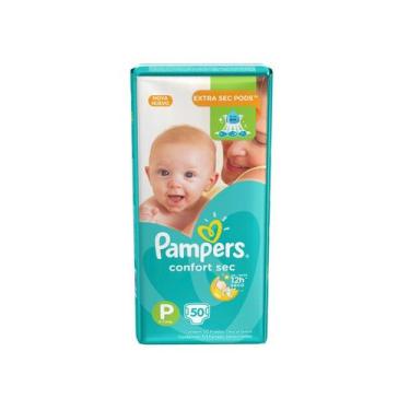 Imagem de Fralda Pampers Confort Sec Pacote Mega Com 50 Un Tamanho P, P, 50