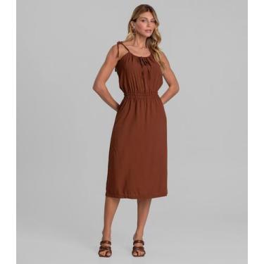 Imagem de Vestido Midi Feminino De Alça Em Viscose Dianna Marrom, M, Marrom