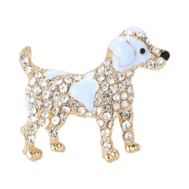 Imagem de Broche De Esmalte Unissex Com Strass De Cachorro, Joia De Lapela Para 