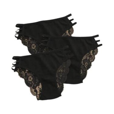 Imagem de Conjunto De Calcinhas Sexy De Renda Floral Para Mulheres, Cintura Baix