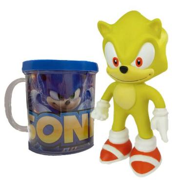 Imagem de Boneco Sonic Amarelo Collection com Caneca Personalizada - Super Size 