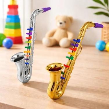 Imagem de Saxofone Para Criança Musical Brinquedo 39cm Dourado/Prata - Yeet