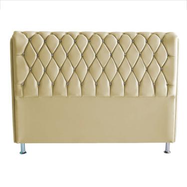Imagem de Cabeceira para Cama Box Jully Queen 160 cm Suede Capitonê Botões Strass Bege Do Lar Móv...