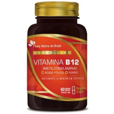 Imagem de Vegan Vitamina B12 Metilcobalamina + Ferro + Ácido Fólico 60Caps - Flo