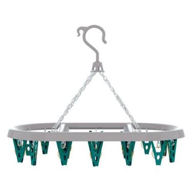 Imagem de Mini Varal Oval Com 24 Prendedores - FLASH LIMP, Verde e Branco